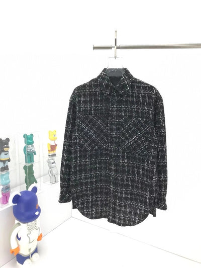 Camisa de Cuadros con Hilo Plateado Tejido para Hombre y Mujer - Image 3