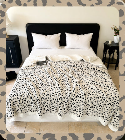 Manta de Tafetán Jacquard Estampado Leopardo Doble Capa - Image 19