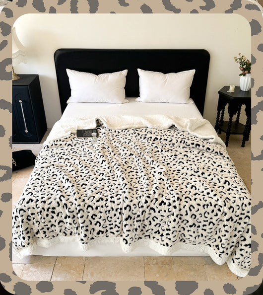 Manta de Tafetán Jacquard Estampado Leopardo Doble Capa - Image 19