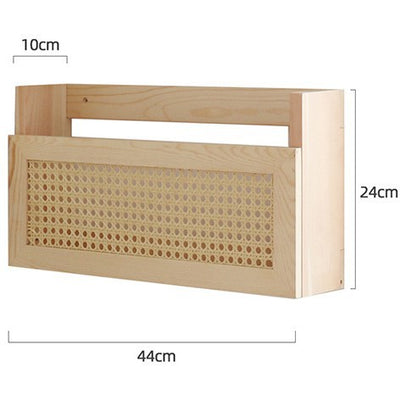 Estante de Almacenamiento de Pared en Madera Maciza y Ratán - Image 8