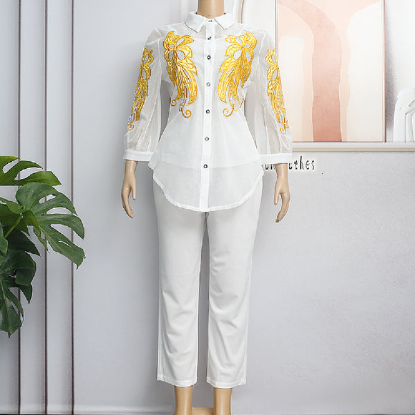 Conjunto de 3 Piezas: Camisa, Tirantes y Pantalón Lápiz - Image 8