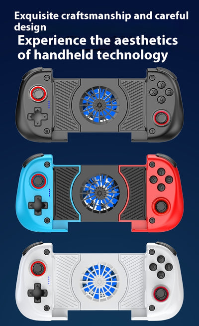 X3 stretching game controller with a blue left grip, red right grip, and a central cooling fan. - Image 8