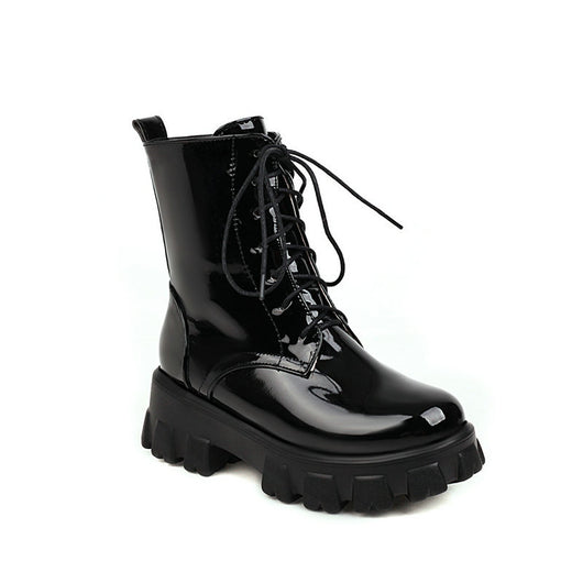 Botas Martin de Cuero Charol con Plataforma y Cordones - Estilo Urbano Moderno - Image 21