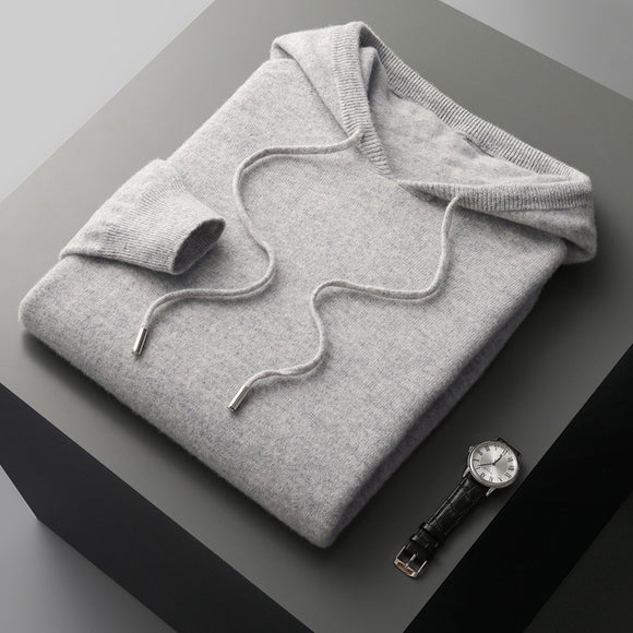 Conjunto Deportivo Lana Pura Hombre: Sudadera sin Costuras y Pantalón Tejido con Cordón
