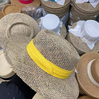 Sombrero de Paja Retro Británico para Mujer con Ala Plana - Image 19
