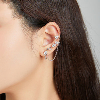 Aretes de Plata Esterlina S925 con Flor de Circonia Cúbica