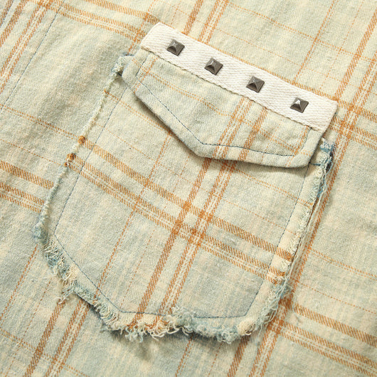 Camisa de Manga Larga Tie-Dye Cuadros Degradado para Hombre - Image 4