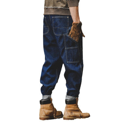 Pantalones Vaqueros Retro Holgados para Hombre con Costuras Brillantes - Image 5