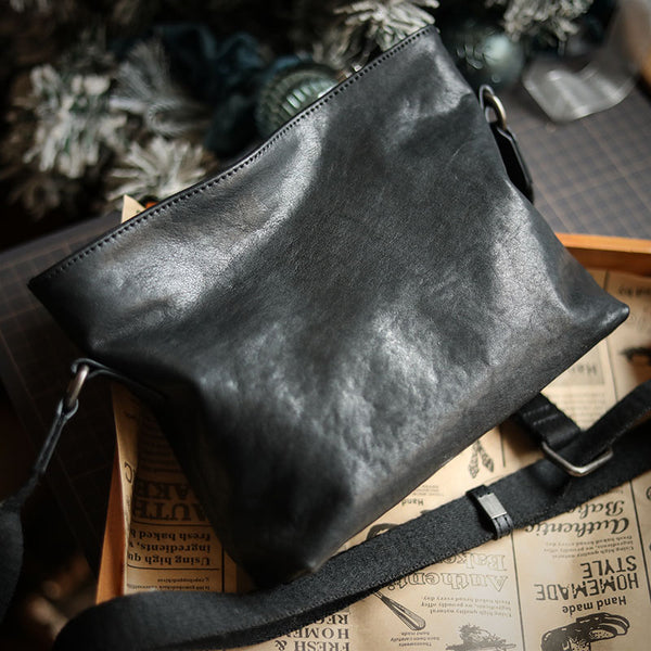 Bolso de Hombro de Cuero con Cierre Horizontal