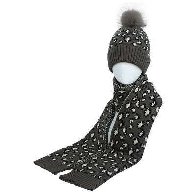 Conjunto de Gorro y Bufanda Estampado Leopardo para Otoño e Invierno - Image 13
