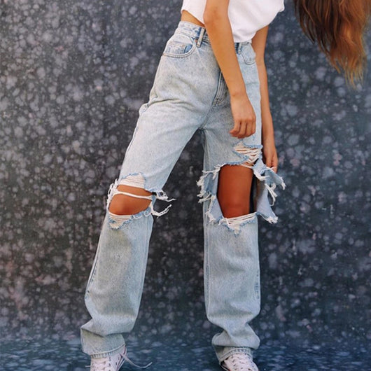 Jeans Rotos Mujer Estilo Europeo Americano Ajustado Denim