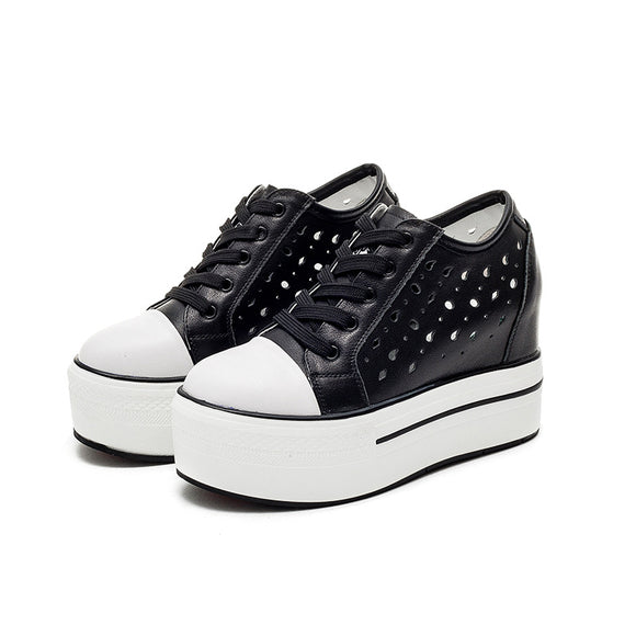 Zapatos Casuales con Plataforma de 9cm y Suela Gruesa Hueca