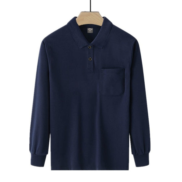 Camisa Manga Larga Clásica para Hombre con Cuello Italiano y Bolsillos Funcionales