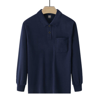 Camisa Manga Larga Clásica para Hombre con Cuello Italiano y Bolsillos Funcionales