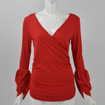 Blusa Elegante Cuello en V Manga Larga Ajustada - Image 9