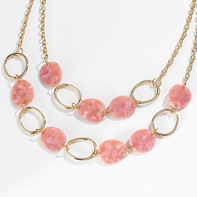 Collar Corto Geométrico Multicapa Acetato y Aleación para Mujer