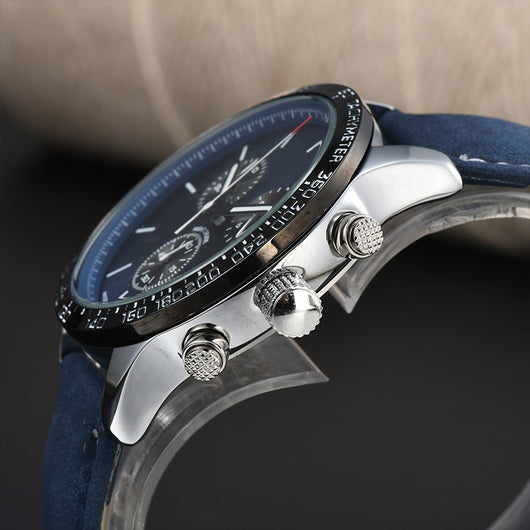 Reloj de Cuarzo para Hombre con Correa de Cuero y Calendario - Image 2