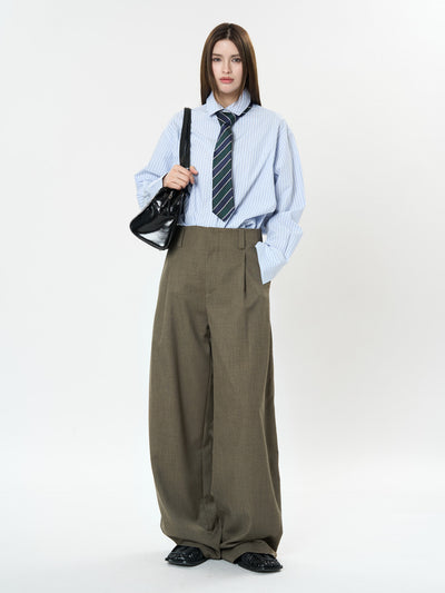 Pantalones Casuales Rectos con Corte Vertical y Acabado Liso - Image 4
