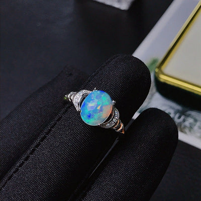 Anillo de Ópalo Natural con Plata 925 Incrustada
