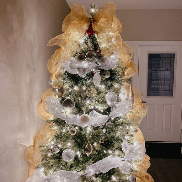 Cintas de Seda y Moños Decorativos para Árbol de Navidad