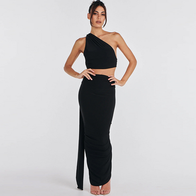Falda Plisada Ajustada con Top Tubo Espalda Descubierta - Image 38