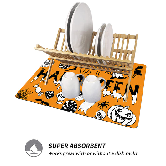 Tapete de Drenaje de Agua para Encimera con Impresión de Calabaza de Halloween - Image 3