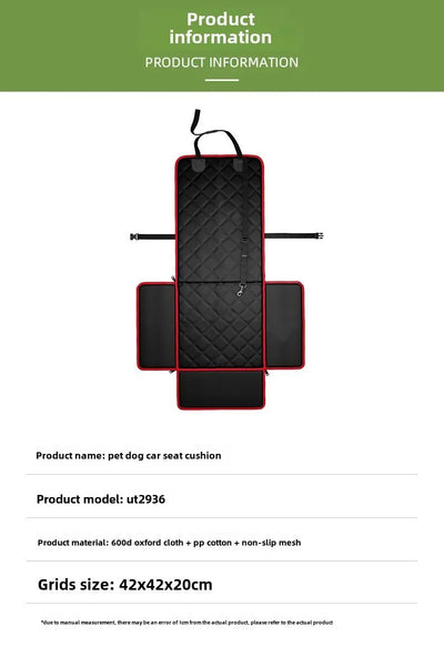 Black quilted pet car seat booster with adjustable straps and a leash attachment, designed for front seat use. - Image 15