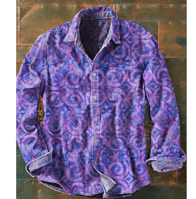 Camisa Manga Larga con Bloques de Color Estampada para Hombre - Image 9