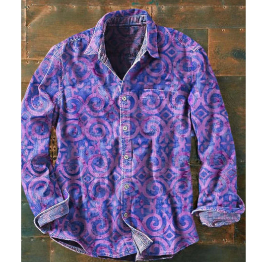 Camisa Manga Larga con Bloques de Color Estampada para Hombre - Image 9