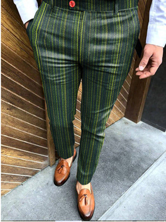 Pantalones Casuales Slim Fit con Estampado de Rayas para Hombre - Verano - Image 8