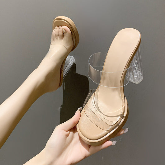 Pantuflas de Tacón Alto Transparente Cristal - Estilo Viral Tendencia - Image 3