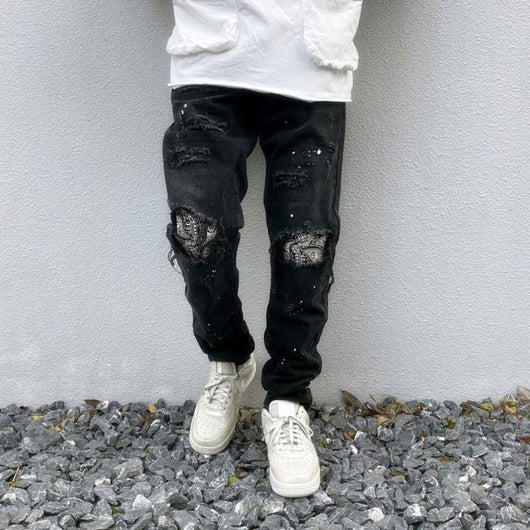 Jeans Rotos Negro Estilo Street para Hombre