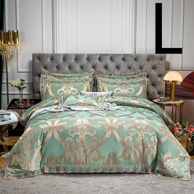 Conjunto de Cama Jacquard de Algodón con Encaje - 4 Piezas - Image 10