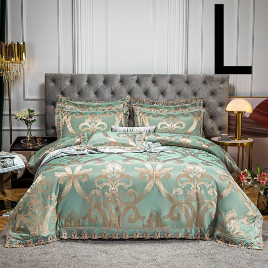 Conjunto de Cama Jacquard de Algodón con Encaje - 4 Piezas - Image 10