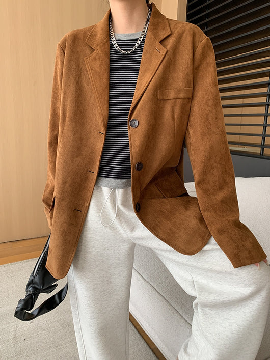Blazer Suelto Estilo Vintage en Gamuza Sintética - Image 26