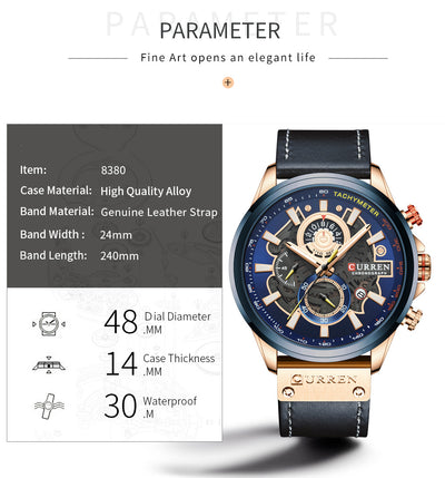 Reloj Multifuncional con Calendario y Correa Resistente al Agua para Hombre - Image 15