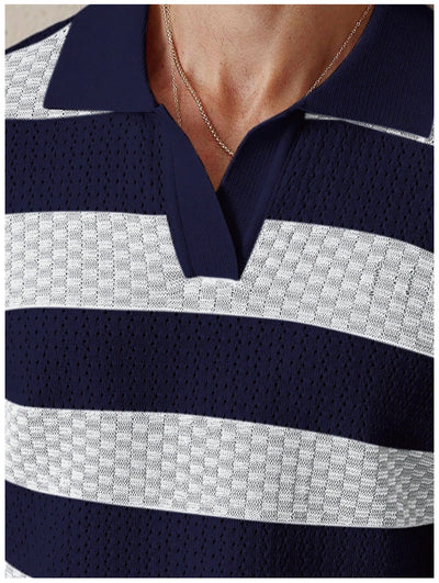 Polo Manga Corta Tejido a Rayas para Hombre - Image 11