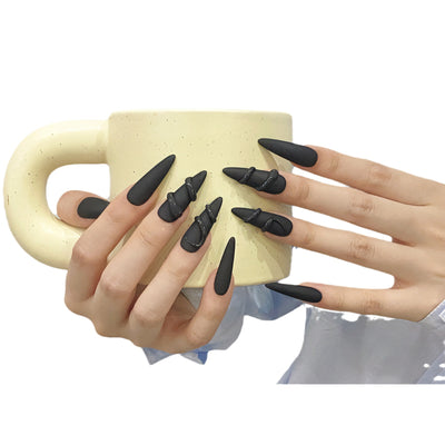 Uñas Postizas Diseño Elegante Estilo Nacional 3D Mate y Brillante - Image 5