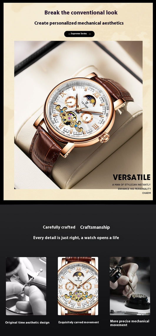 Reloj Mecánico Elegante de Esfera Grande con Calendario - Image 9