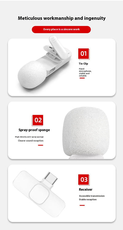 Micrófono Inalámbrico de Solapa Blanco - Clip Compacto para una Mano Libre - Image 14
