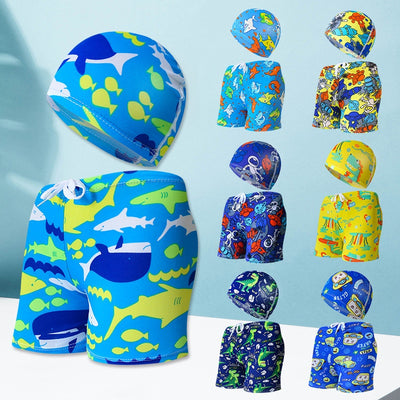 Traje de Baño Infantil con Gorro de Natación para Vacaciones en Playa