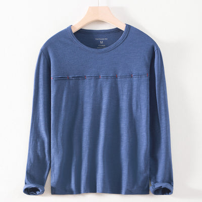 Camiseta Hombre Cuello Redondo Bambú-Algodón Estilo Japonés