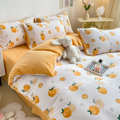 Juego de Cama Coral Franela Gruesa 4 Piezas con Forro de Leche - Image 5