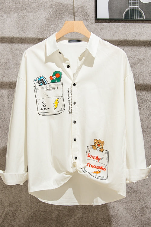 Camisa Holgada de Manga Larga con Estampado Anime Japonés - Image 14