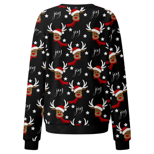 Suéter Navideño Estampado con Reno - Estilo Europeo y Americano para Mujer - Image 12