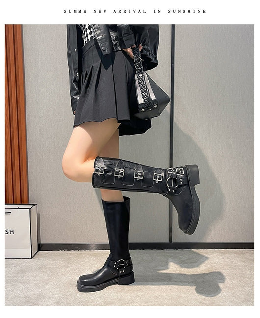 Botas Martin de Cuero Genuino con Tacón Robusto y Hebilla Retro para Mujer - Image 29