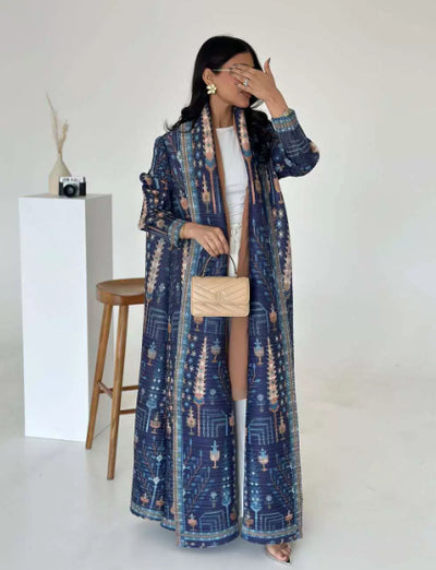 Cardigan Chal Estampado con Pliegues para Mujer - Image 10