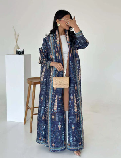 Cardigan Chal Estampado con Pliegues para Mujer - Image 10