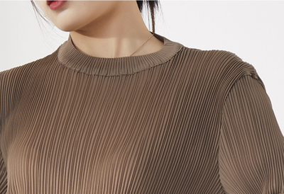 Vestido Suelto de Cuello Redondo y Mangas Abullonadas en Colores Lisos - Image 11