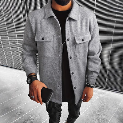 Abrigo Elegante para Hombre con Botones y Bolsillos de Solapa - Image 6